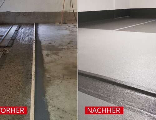 Einbau neuer Verdunstungsrinne und Übergangskante mit Schalung in Tiefgarage